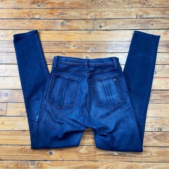 Rag bone Mojave high rise 10 inches ripped knees skinny dark blue made USA 28 - Picture 4 of 12